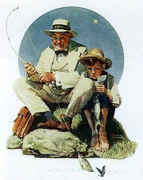 Norman Rockwell posters "Catching The Big One (Boy & Grandad) "